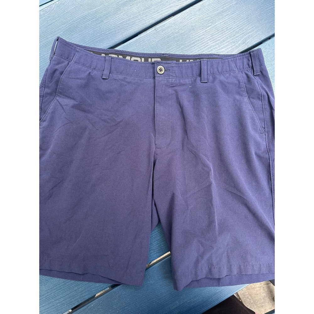 Under Armour Mens HeatGear Golf Shorts Navy Blue Loose Fit Performance Size 40
